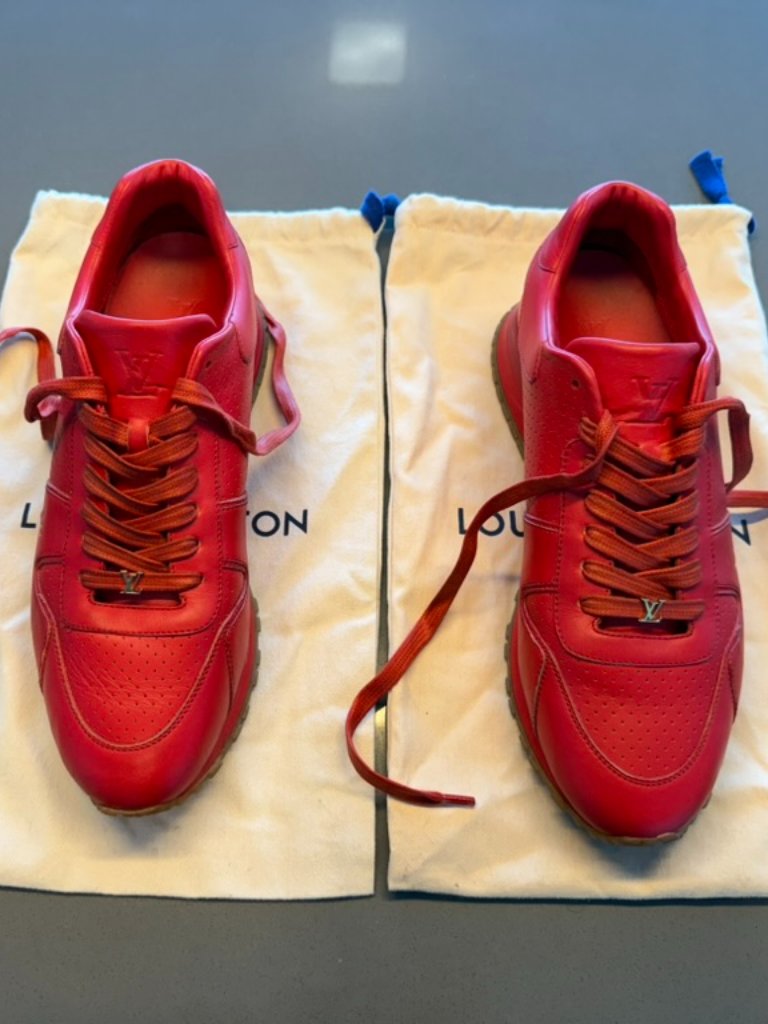 Louis Vuitton Supreme, Run Away Sneakers, Size 9 (Fits Us Size 10), Red